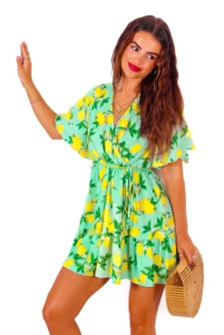 What A Hottie - Green Lemon Print Mini Dress -Glamoros Clothing Shop WhatAHottie GreenLemonPrintMiniDress 6