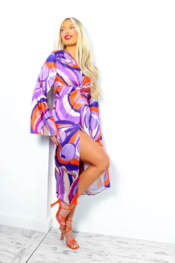 Whole Knot Of Style - Purple Abstract Swirl Knot Front Midi Dress -Glamoros Clothing Shop WholeKnotOfStyle PurpleAbstractSwirlKnotFrontMidiDress 6 2