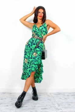 Wild About You - Green Multi Floral Midi Dress