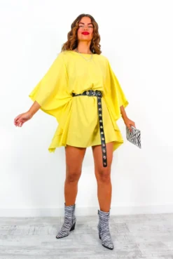 Winging It - Yellow Tie Waist Batwing Mini Dress 9 Winging It - Yellow Tie Waist Batwing Mini Dress -Glamoros Clothing Shop WingingIt YellowTieWaistBatwingMiniDress 5