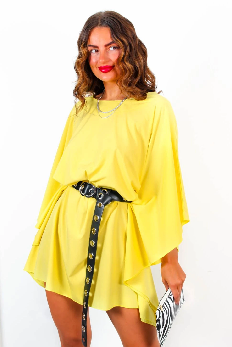 Winging It - Yellow Tie Waist Batwing Mini Dress 2 Winging It - Yellow Tie Waist Batwing Mini Dress - Image 2