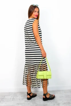 Worth The Tassel - Cream Black Stripe Midi Dress -Glamoros Clothing Shop WorthTheTassel CreamBlackStripeMidiDress 4