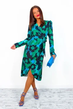 Wrap This Up - Forest Multi Floral Midi Wrap Dress
