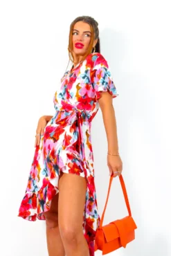 Wrapped With Love - White Red Floral Midi Wrap Dress -Glamoros Clothing Shop WrappedWithLove WhiteRedFloralMidiWrapDress 4