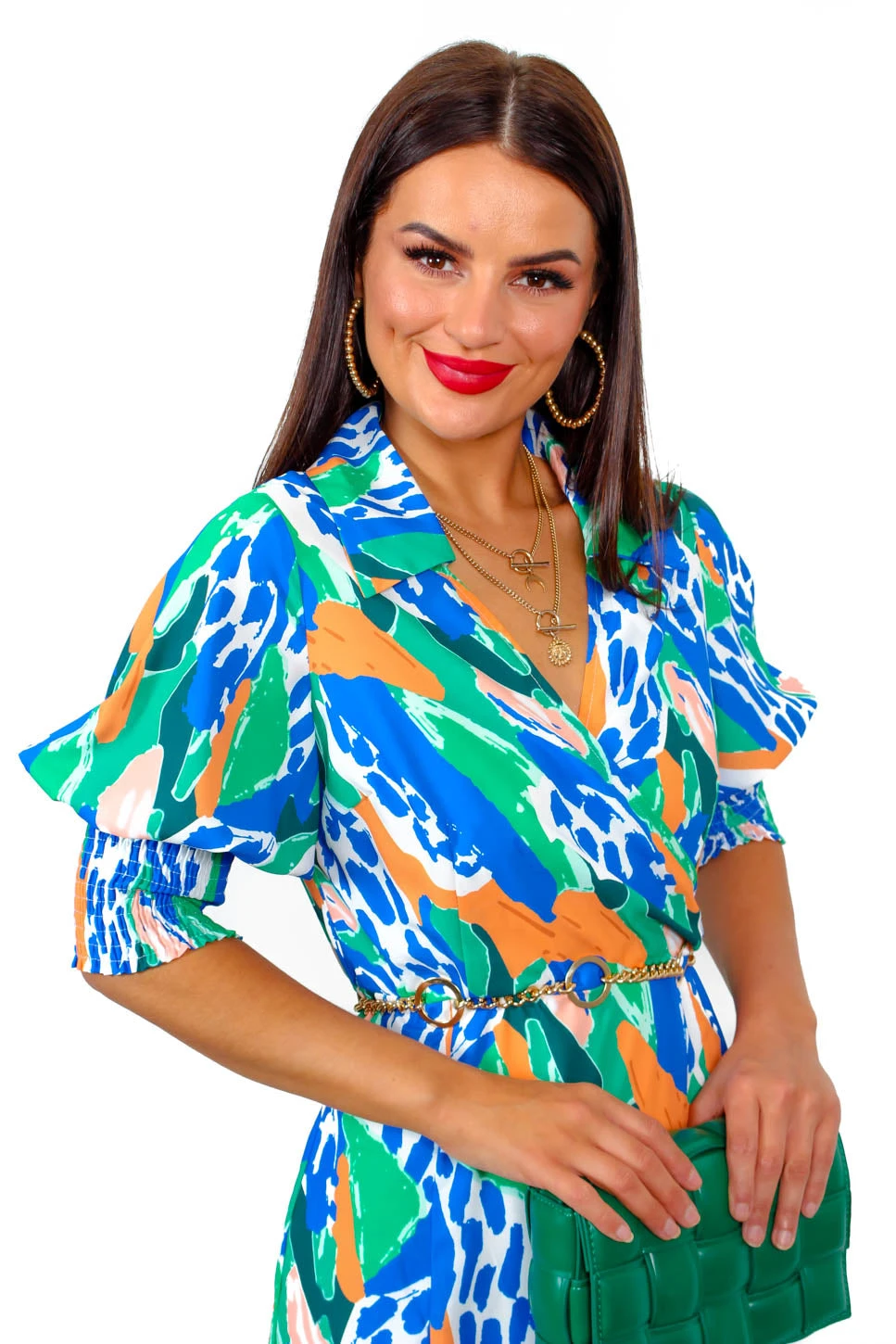 Young Love - Cobalt Orange Abstract Midi Dress 4 Young Love - Cobalt Orange Abstract Midi Dress - Image 4