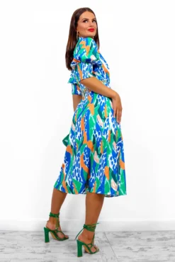 Young Love - Cobalt Orange Abstract Midi Dress 11 Young Love - Cobalt Orange Abstract Midi Dress -Glamoros Clothing Shop YoungLove CobaltOrangeAbstractMidiDress 4