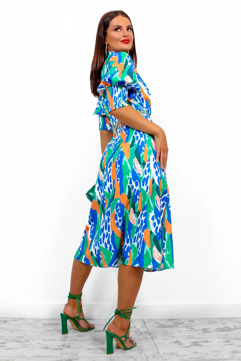 Young Love - Cobalt Orange Abstract Midi Dress 6 Young Love - Cobalt Orange Abstract Midi Dress - Image 6