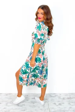 Young Love - White Blush Tropical Midi Dress 9 Young Love - White Blush Tropical Midi Dress -Glamoros Clothing Shop YoungLove WhiteBlushTropicalMidiDress 1