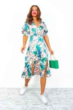 Young Love - White Blush Tropical Midi Dress 8 Young Love - White Blush Tropical Midi Dress -Glamoros Clothing Shop YoungLove WhiteBlushTropicalMidiDress 3