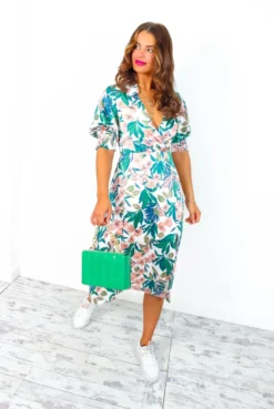 Young Love - White Blush Tropical Midi Dress 7 Young Love - White Blush Tropical Midi Dress -Glamoros Clothing Shop YoungLove WhiteBlushTropicalMidiDress 5