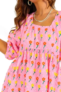 Liquorish Your Dream Girl - Pink Floral Mini Smock Dress 8 Liquorish Your Dream Girl - Pink Floral Mini Smock Dress -Glamoros Clothing Shop YourDreamGirl PinkFloralMiniSmockDress 1