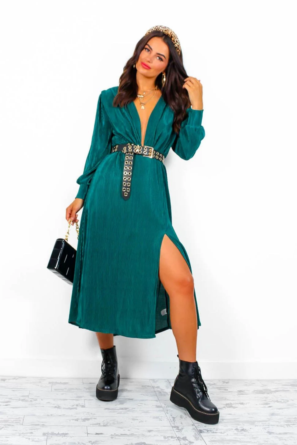 Yours To Keep - Forest Plisse Midi Dress 4 Yours To Keep - Forest Plisse Midi Dress - Image 4