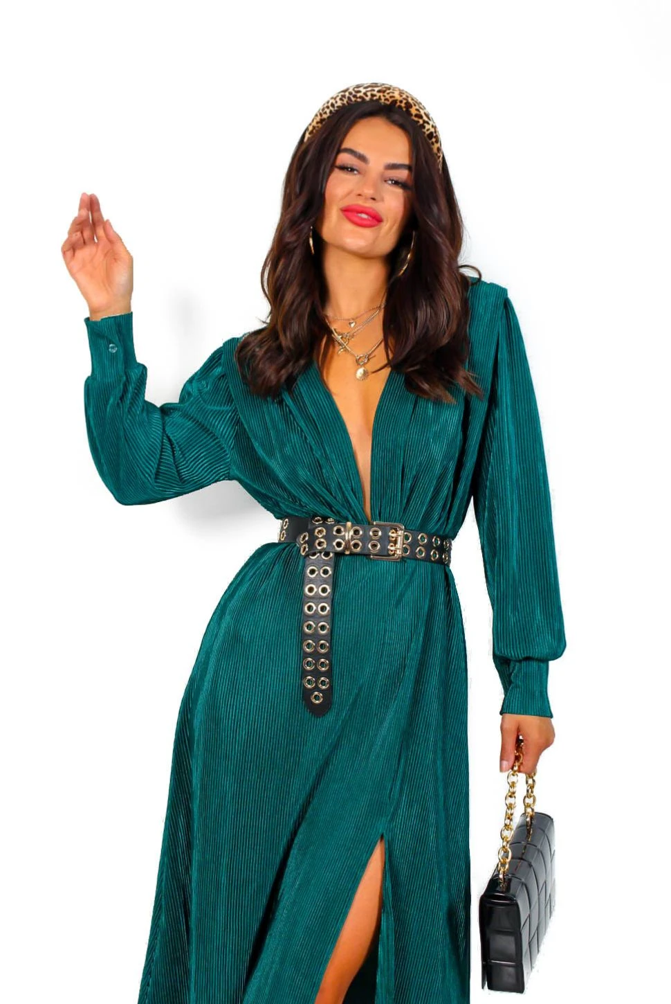 Yours To Keep - Forest Plisse Midi Dress 2 Yours To Keep - Forest Plisse Midi Dress - Image 2