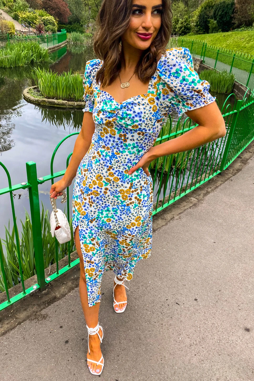 Floral Frenzy - Cream Multi Midi Dress 1 Floral Frenzy - Cream Multi Midi Dress