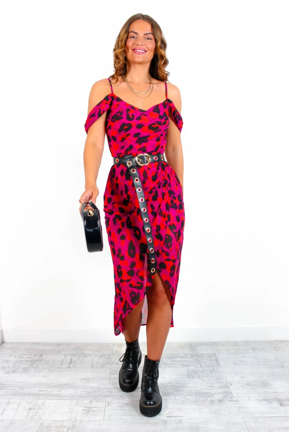 Epitome Of Elegance - Magenta Orange Leopard Midi Dress 5 Epitome Of Elegance - Magenta Orange Leopard Midi Dress - Image 5