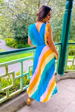 Mamma Mia - Blue Multi Stripe Maxi Dress